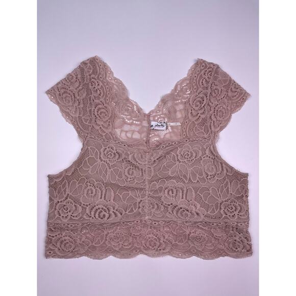 Free People Intimately Lace Bralette Top Medium Pink Nude - Picture 4 of 8